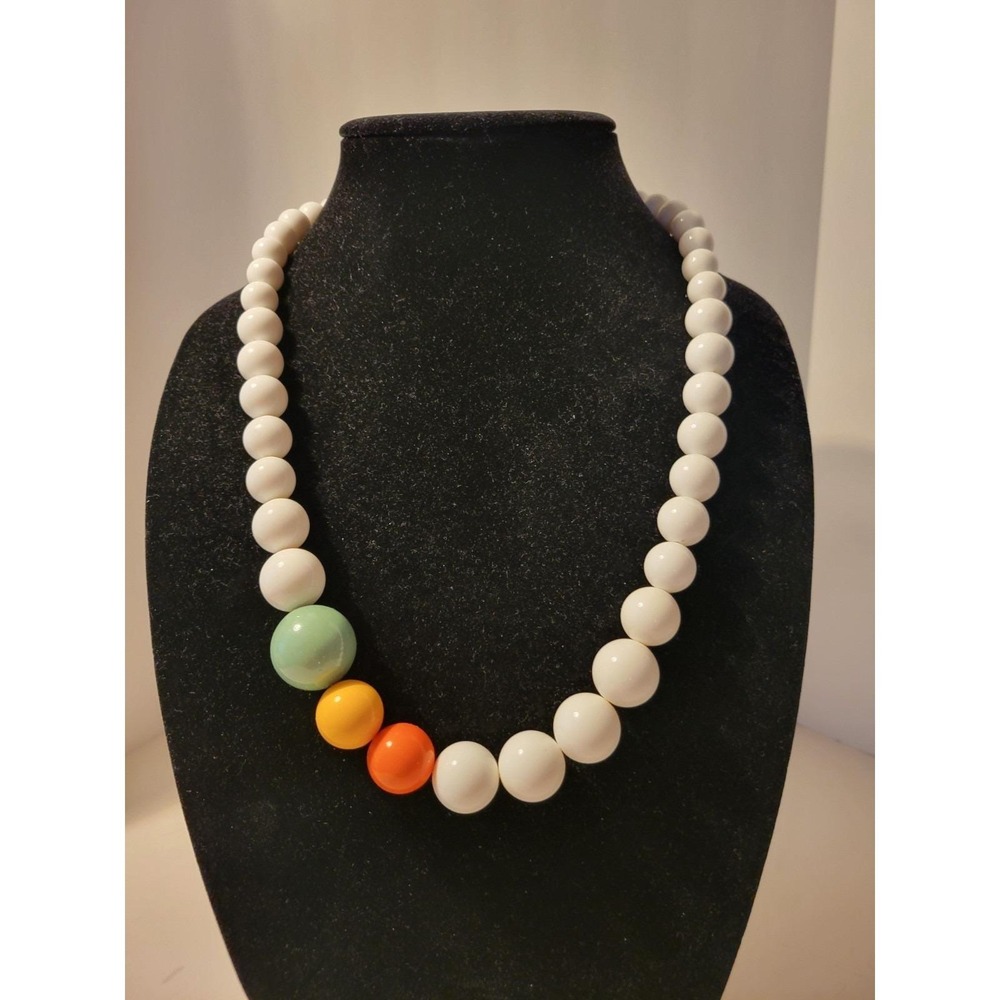 Vintage 60's Chunky Boho Festival Artisan Beaded Necklace 23" Long 11.5" Drop